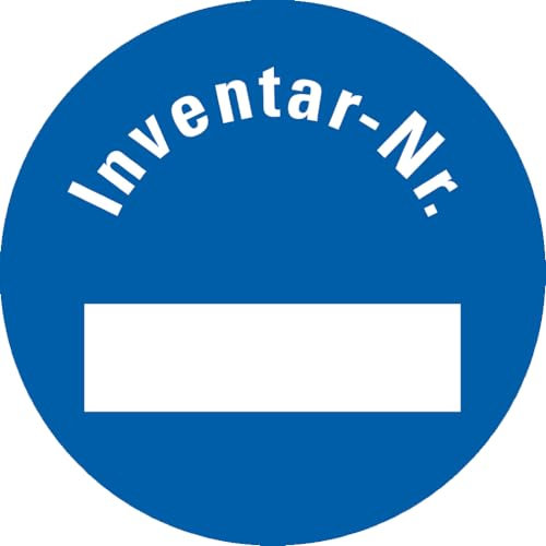 Dreifke® Inventaretikett Inventar-Nr., blau, ökologische Folie, Ø 30mm, 18 Stk.