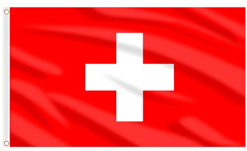AhfuLife Schweizer Flagge 90 x 150 cm für 2026 WM, 2 Stück Schweizer Fähnchen mit Messing-Ösen, Fähnchen Schweiz für Fußball Party Deko Eurovision Olympische Nationaltag 1. August