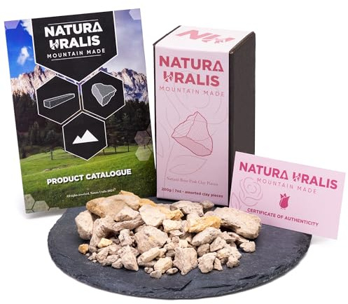 Natura Uralis Rosaröd Lerjord | 200g av Naturlig Rosaröd Lerjord, Off-White till Pastellrosa - Otrolig Knas, Tillfredsställande Jordig, Sammetlik Och Fast Textur, ASMR Sensation