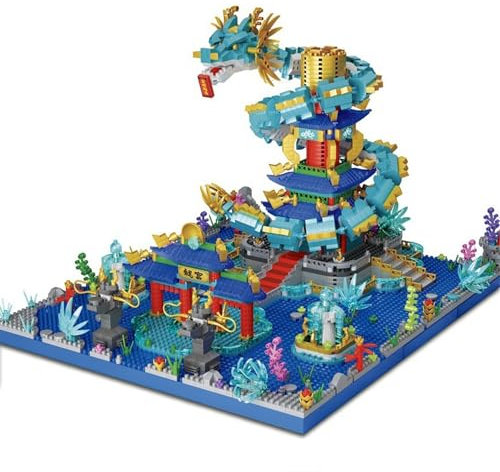 Minxtech Chinesische Architektur Mini Bausteine, 2731 Teile Drachenpalast Klemmbausteine Modellbausatz, MOC Modular Haus Architektur Spielzeug Nicht Kompatibel mit Mainstream Marken