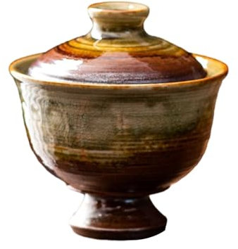 CAPIJIONG 150ml/5oz Wood Fired High Foot Covered Bowl Tea Cup Ceramic Kiln Made Household Kung Fu Tea Set Tea Cup-High footed bowl 150ml