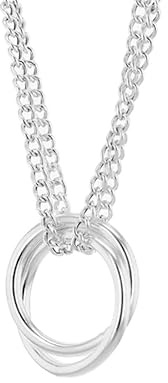 Amazon Essentials Doppel-Panzerkette aus Sterlingsilber mit verknüpften Ringen, verstellbar, 41–46 cm
