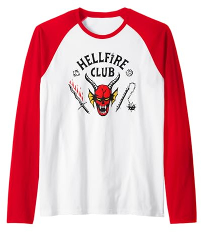 Stranger Things Hellfire Logo Manche Raglan