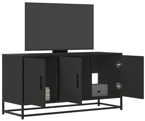 Juroupi TV-Schrank TV MöBel Fernsehschrank TV Cabinet Fernsehtisch Schrank Wohnzimmer Schwarz 100x35x50 cm Holzwerkstoff und Metall