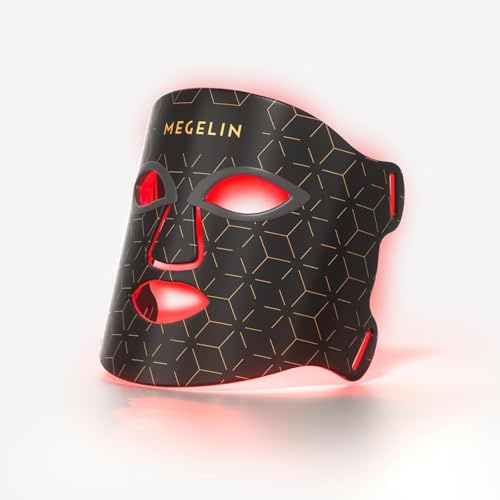 MEGELIN 7 färger LED ljusterapi ansiktsmask, ansikte ljusterapi mask för ansikte, akne minskning hudvård, anti-åldrande, minska rynkor slät hud, infrarött ljus hudföryngring