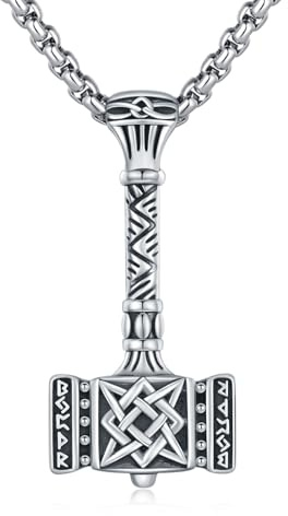 REDSUN Colgante vikingo de martillo de Thor 925, collar de martillo de Thor Mjölnir, colgante celta, regalo vikingo para hombres, joyas amuleto para hombre, 28*20mm, Plata de ley, Sin piedras