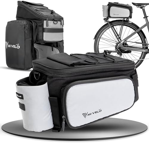 Mivelo – cykelväska för bagagehållare – bagagehållarväska bak – axelväska – utbyggbar till 20 l – bagageväska cykel vattenavvisande (helreflekterande)