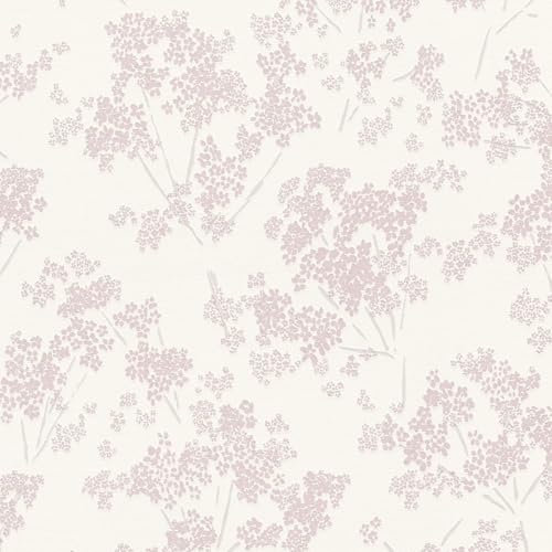 Profhome Carta da parati con accenti metallici 395481-GU carta da parati intissata (TNT) bianco rosa 0,53 m x 10,05 m / 5,33 m2