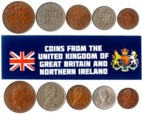 5 United Kingdom Coins from Europe | Old Collectible British Cash Lot | Perfect Choice For Your Coin Bank, Holders And Collection Album