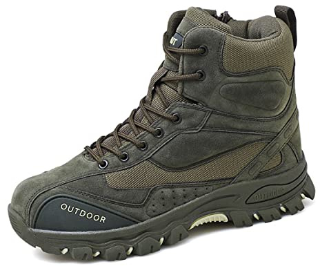 Générique Bottes de Randonnée en Cuir Suède pour Hommes Bottes Tactiques Militaires Chaussures Montantes Desert Entrainement,Vert,46