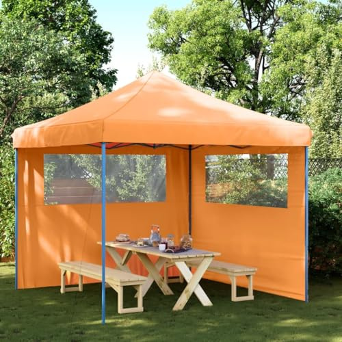 Myheimly Partyzelt Faltbar Pop-Up mit 2 Seitenteilen Orange
