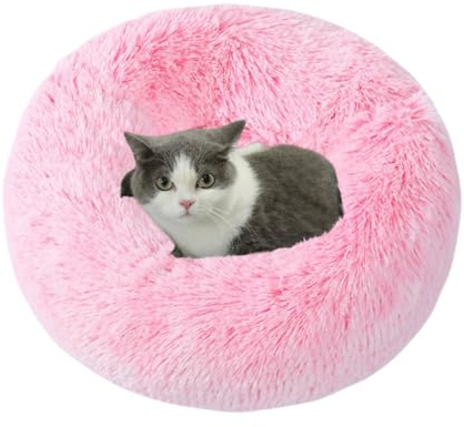 Beruhigendes Donut-Kissen für Hunde und Katzen, warmes und bequemes, Flauschiges, rundes Plüschbett(24,90CM)