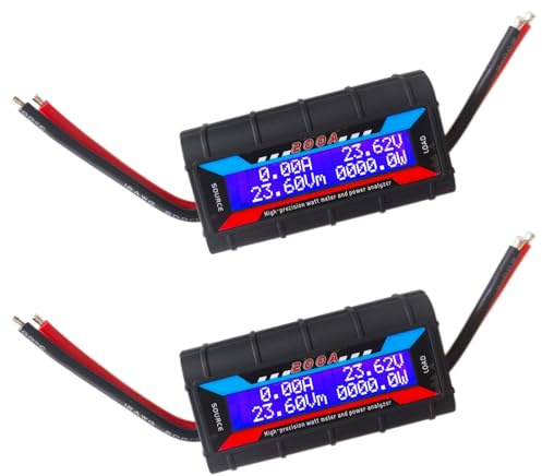 Proshopping 2Pcs 200A RC Watt Meter, DC 0-60V High Precision Power Analyzer, Volt Amp Watt Checker with Digital LCD Screen for Voltage/Current/Power/Charge/Energy Measurement