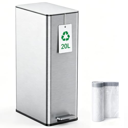 YEAUPE PRO Slim Mülleimer Küche 20L Edelstahl Treteimer platzsparend