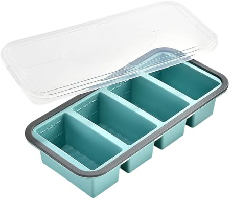 Moule de congélation pour cubes de soupe avec couvercle | Récipients de congélation facilement amovibles, récipients de conservation en silicone, pour liquides tels que sauces, bouillon, beurre, riz e