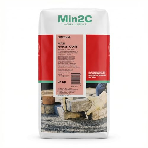A&G-heute Min2C Quarzsand 0,3 – 0,9 mm – ideal für Sport- und Spielrasen auch Rasentragschichten | Abmagern von Fliesenklebern oder Mörtel