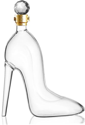 Carafe à vin en forme de chaussures à talons hauts 350 ml – Ensemble de carafe pour femme, accessoires vin avec fermeture transparente pour bars, boîtes nuit, hôtels