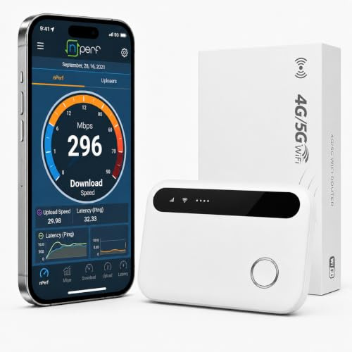 5G Mobile WiFi Router, Wi-Fi 6 Mobile Hotspot, Travel Router with nano SIM Card Slot Up to 300Mbps, Connect 10 Devices MiFi Modem,Ideal for Travel, Remote | Travel Router with nano SIM Card Slot, Up to 300Mbps, Connect 10 Devices, MiFi Modem, Ideal for Travel, Remote