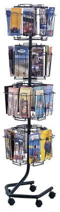 Safco Rotating Wire Brochure Holder, Metal Display Rack with 32 Pockets, Rolling Brochure Organizer, Powder Coat Finish, 5 Casters, Charcoal
