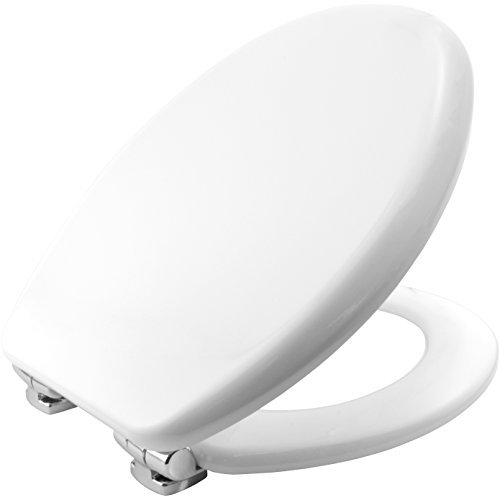 Bemis Vegas Ultra-Fix White Toilet Seat. Soft Close Toilet Seat, Moulded Wood Material with Chrome Plated Hinges. Universal, Easy to Clean & Quick Installation