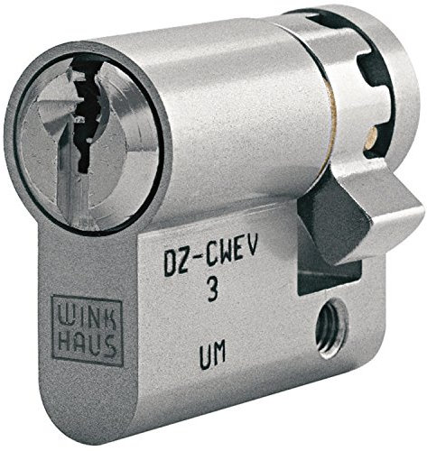 WINKHAUS RPE02 BWECR N-/30 hochwertiger, profesioneller Einbauhalbzylinder key Tec RPE, 30 mm, Messing vernickelt matt mit je 3 Schlüssel und Befestigungsschraube, 30 (Halbzylinder)