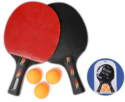 KEVENZ 2-Pack Patent Advanced Table Tennis Racket Come with Anti-Skid Handle, Wooden Blade Surrounded by Rubber (Advanced Table Tennis Racket)