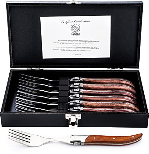 Laguiole Style de Vie Gabeln Luxury Line, 6-teilig, Pakkaholz