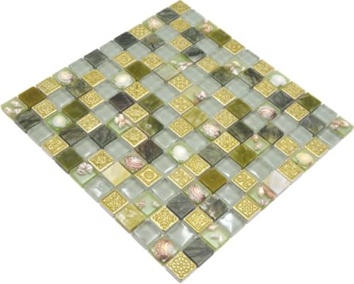 Mosaik flese genomskinlig grön glasmosaik kristall sten mussla grön för vägg bad WC dusch kök filt spets tårta bad bad mosaik platta