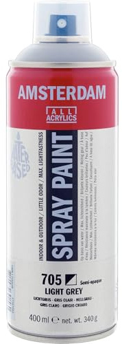 Amsterdam Spray Paint - Light Grey 705-400 ml - Water-Based Low-Odor - High-Quality Pigments - Durable & Waterproof - Versatile for Various Surfaces
