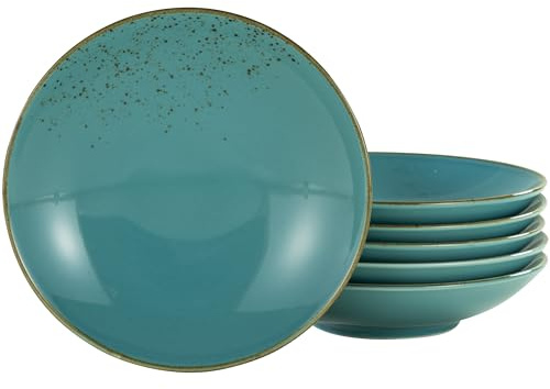 Creatable 22 cm, Water, 22041, Serie Nature Collection, 6-teiliges Geschirrset, Suppenteller aus Steinzeug, spülmaschinen-und mikrowellengeeignet, Qualitätsproduktion, wasserblau