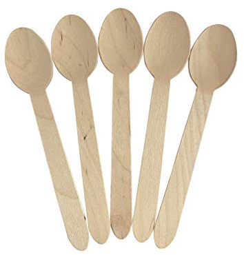 KingSeal Disposable Birch Wood Cutlery Spoons, Biodegradable and Earth Friendly, 6.25 Inch Length - 1 Pack of 100 pcs