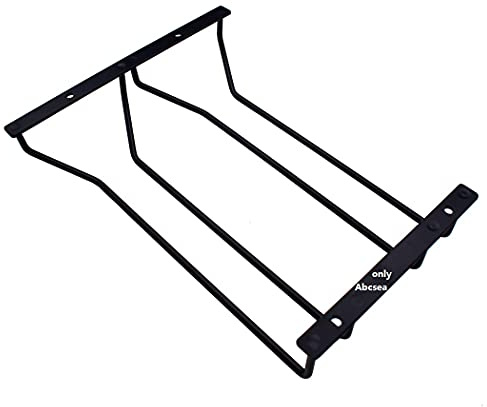 Abcsea 1 Pieza Negro Soportes Para Copa de Vino, Sostenedor de Copa de Vino, Soportes Para Colgar Copas, 27 cm 2 Hileras
