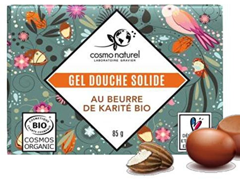 Gel Douche solide Bio au Beurre de Karité 85G, fabriqué en France par laboratoires Gravier - Ce gel douche aux propriétés nourrissantes et protectrices, nettoie la peau en douceur