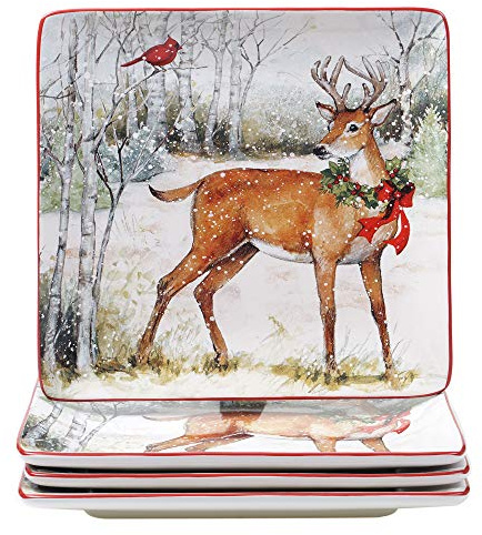 Certified International Winter Forest 10.75 Dinner Plates, Set of 4, Multicolored