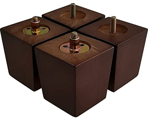 Lot de 4 pieds de canapé en bois de 7,6 cm - Pieds carrés marron - Pieds de canapé modernes - Pour chaises et fauteuils, table basse ou projets de bricolage