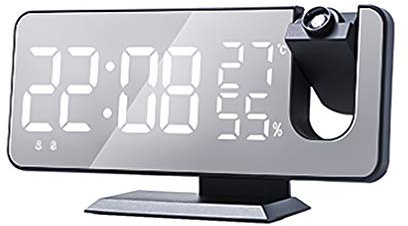 Garneck 1 Juego de Reloj Despertador de Proyección Reloj Despertador Digital con Reloj Despertador Meteorológico con Temperatura Y Humedad Radio FM para Sala de Estar del Dormitorio del