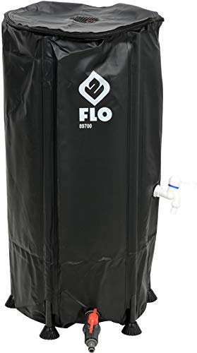 FLO Faltbare Regentonne mit Hahn, Filter und Überlaufschutz, Volumen 100 Liter, massives PVC, stabile Füße, Ø40 x 78 cm, UV-resistent, Wassertonne Regenwasser Tank Fass Regenfass Zisterne