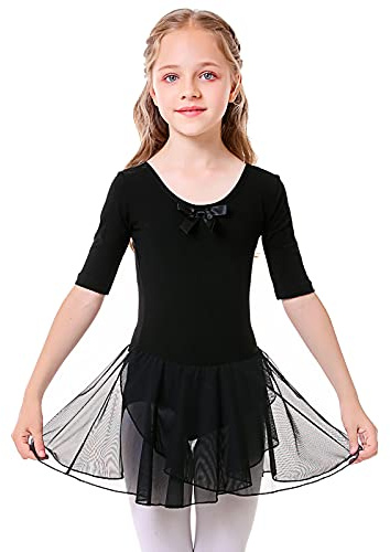Bezioner Ballettkleidung Mädchen Tanzkleid Kinder Baumwolle Balletttrikot Ballettkleid mit Rock Tütü
