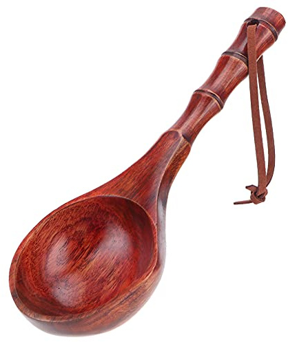 Atyhao Cuillère à Soupe Ronde en Bois de Style Japonais Louche d'eau de Sauna Accessoire de Cuillère à Soupe de Cuisine