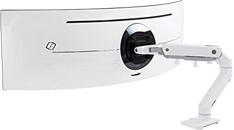 Ergotron – HX HD Premium Heavy Duty Gaming Monitor Arm, Single Monitor Desk Mount – for 1000R Curved Ultrawide Monitors Up to 49″, 12.7-19.1kg, VESA 75x75mm or 100x100mm – White (45-647-216)