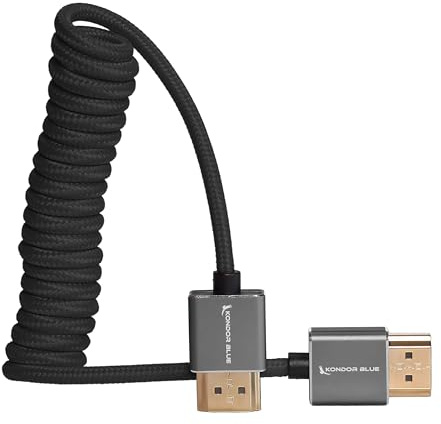 KONDOR BLUE Coiled Full HDMI Cable 12 To 24-Inch - Black
