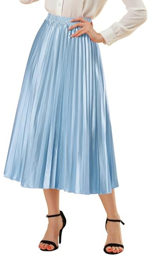 Allegra K Damen Pleated Midi Skirt Plissee