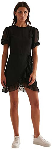 NA-KD Minivestido con Volantes Vestido Informal, Negro, 40 para Mujer