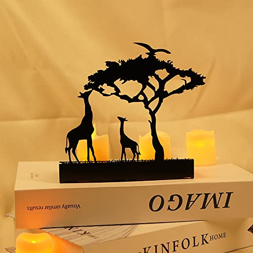 Hosoncovy Bougeoir décoratif en métal en forme d'animal - Support de bougie chauffe-plat - Plateau de bougie chauffe-plat - Décoration d'intérieur pour la maison et le mariage (motif girafe)