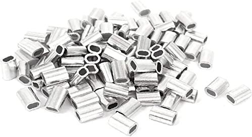 100 Stück 1,5 mm 1/16 Stahldrahtseil Aluminiumhülsen Hülsen silberfarben