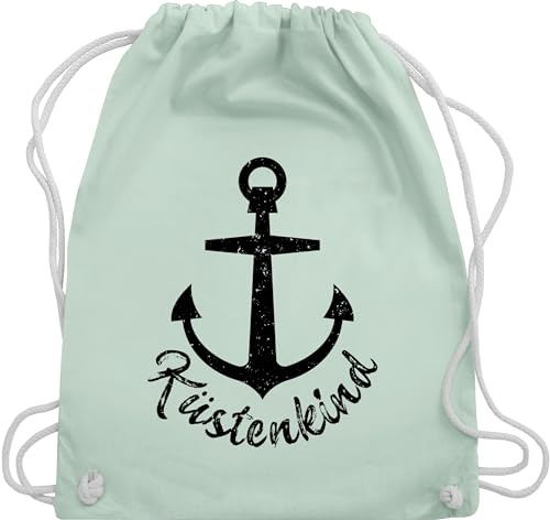 Shirtracer Turnbeutel Rucksack - Sprüche Statement - Küstenkind mit Anker - schwarz - Unisize - Pastell Grün - maritimer statements maritim tasche sprüchen￼ maritime stoffbeutel aufschrift nautisch