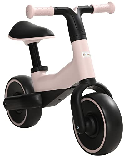 AIYAPLAY Bicicleta sin Pedales para Niños de +18 Meses Triciclo Infantil para Bebé con Sillín Ajustable en 30-36,5 cm Ruedas de Ø19 cm Carga 25 kg 66,5x34x46,5 cm Rosa