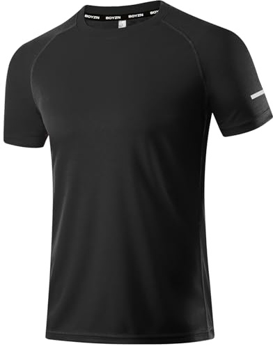 1er Pack Sport Tshirts Herren T-Shirt Schwarz Kurzarm Funktionsshirt Sport Shirt Schnelltrocknend Atmungsaktiv Sportshirt Sommer Outdoor Gym Workout Running Shirts Fitness Oberteil für Men Black-M