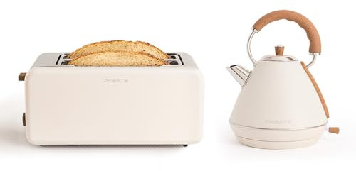 CREATE/PACK TOAST RETRO XL + KETTLE RETRO L/Tostadora de pan blanco roto con hervidor de agua blanco roto/Hervidor de 1,7 L