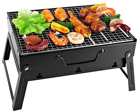 ATIBOSH Barbecue Portable Petit Barbecue à Charbon de Table Domestique Pliable avec Barbecue Grille INOX Barbecue Extérieur Camping Piquenique